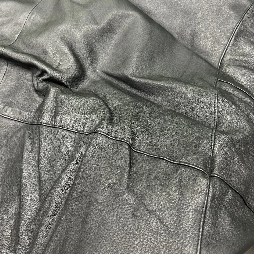 Urban Renewal Leather Jacket Mens M Black Quilted Lined Full Zip Bomber Moto